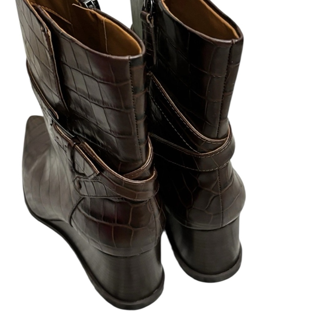 Sarto Emina Brown Leather Pointed Toe Boots New 9 - Picture 3 of 5